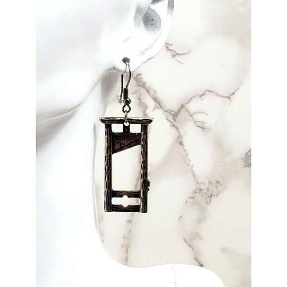 Emory Rose Guillotine Earrings  Bronze Alloy Wire Hook - Picture 2 of 5